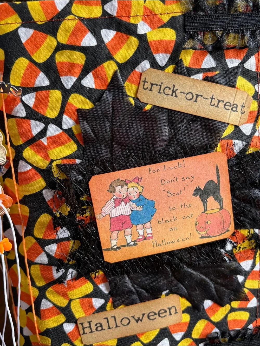 Halloween Junk Journal Candy Corn Cat Pumpkin Trick Or Treat SC 3 Sig Decorated